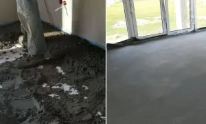 Praca nad posadzką: wylewanie mokrego betonu i gotowa, gładka powierzchnia. Jaki beton na posadzkę wybrać?
