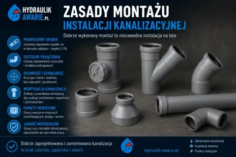 Elementy do budowy kanalizacji: rury, kolanka, trójniki i rewizje. Poradnik montażu instalacji kanalizacyjnej.