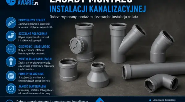Elementy do budowy kanalizacji: rury, kolanka, trójniki i rewizje. Poradnik montażu instalacji kanalizacyjnej.