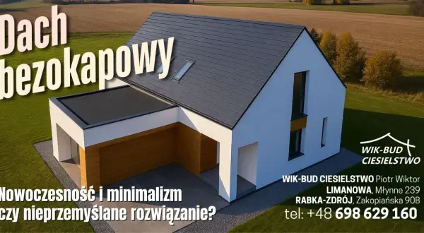 Nowoczesny dom z dachem bezokapowym, otoczony zielenią.