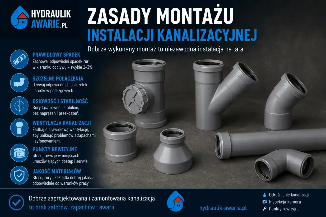Elementy do budowy kanalizacji: rury, kolanka, trójniki i rewizje. Poradnik montażu instalacji kanalizacyjnej.