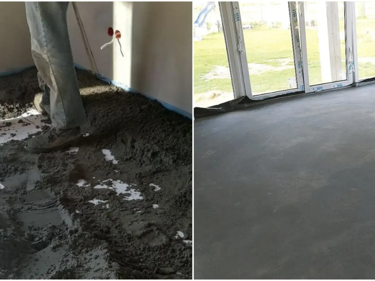 Praca nad posadzką: wylewanie mokrego betonu i gotowa, gładka powierzchnia. Jaki beton na posadzkę wybrać?