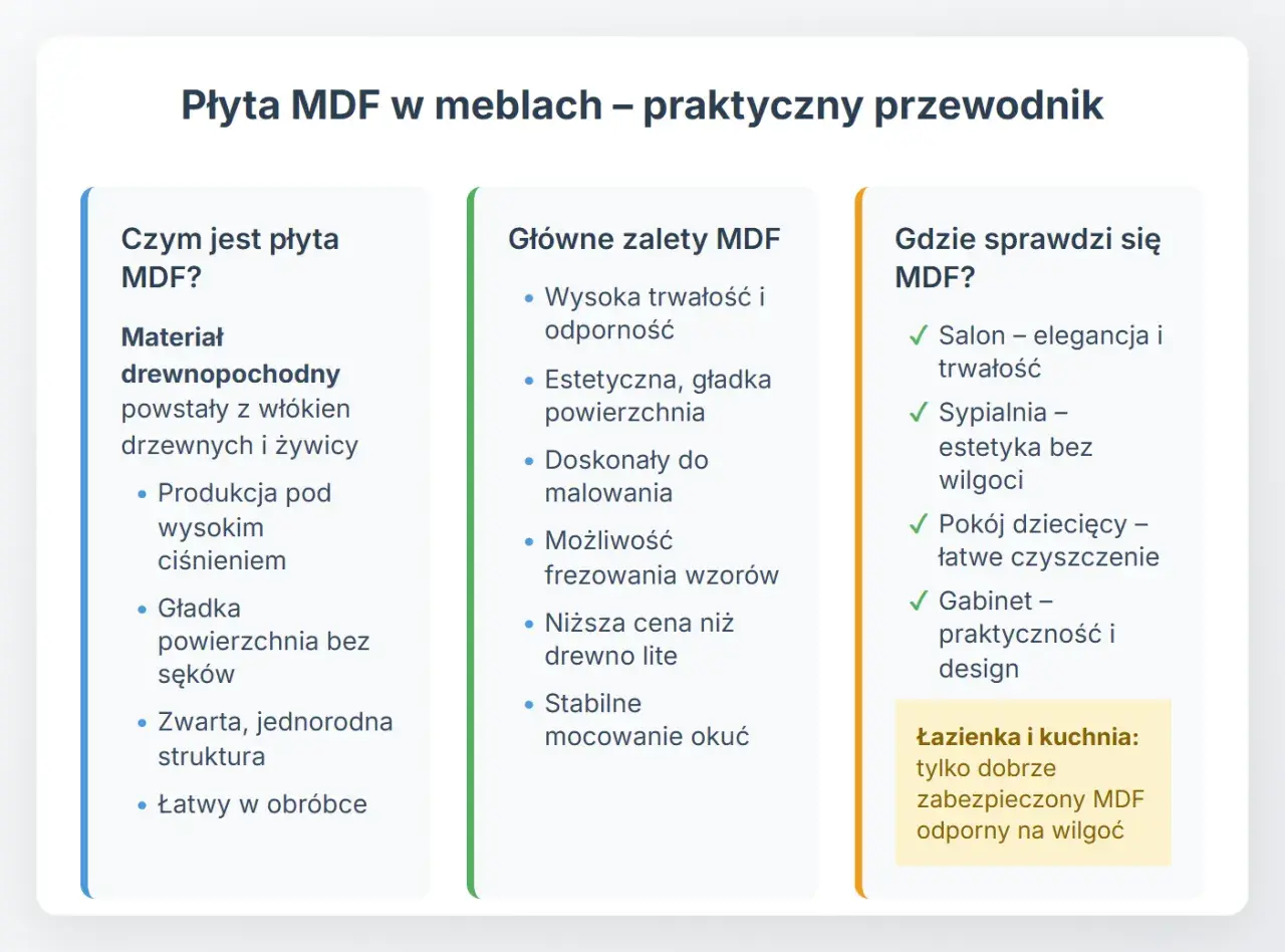 Płyta MDF w meblach: co to jest, jej zalety i zastosowanie. Dowiedz się, dlaczego MDF to praktyczny wybór do domu.