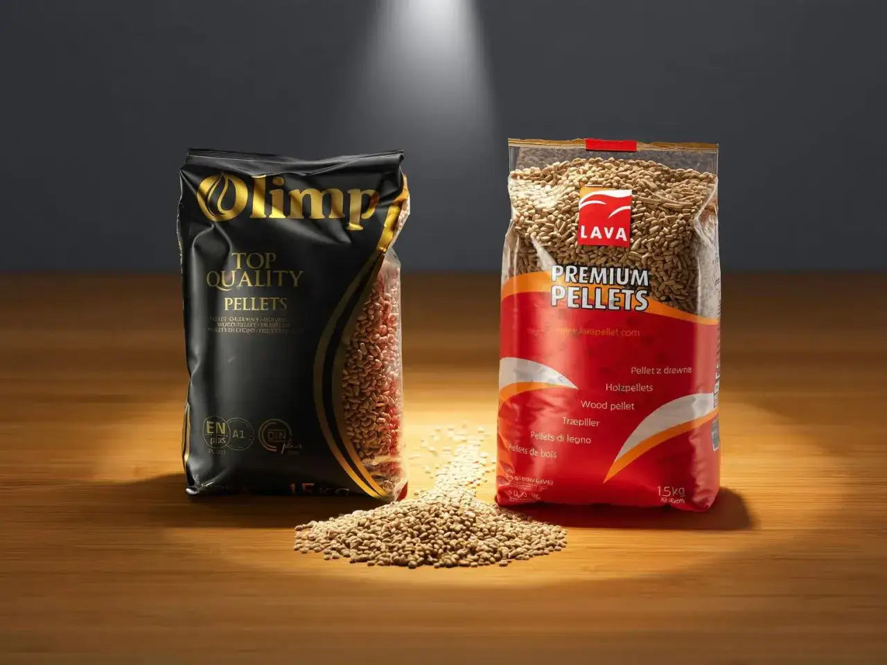 Dwie torby z pelletem drzewnym: Olimp 