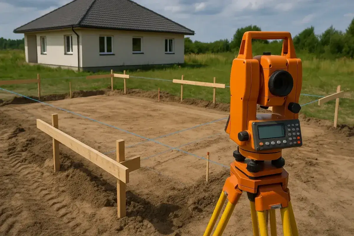 Geodeta przygotowuje teren pod budowę domu. Sprawdź, ile kosztuje geodeta, by rozpocząć prace.