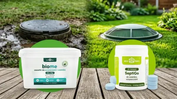 Produkty do szamba i oczyszczalni: saszetki Biome i tabletki SeptiGo. Dbaj o swoje szambo lub oczyszczalnię.